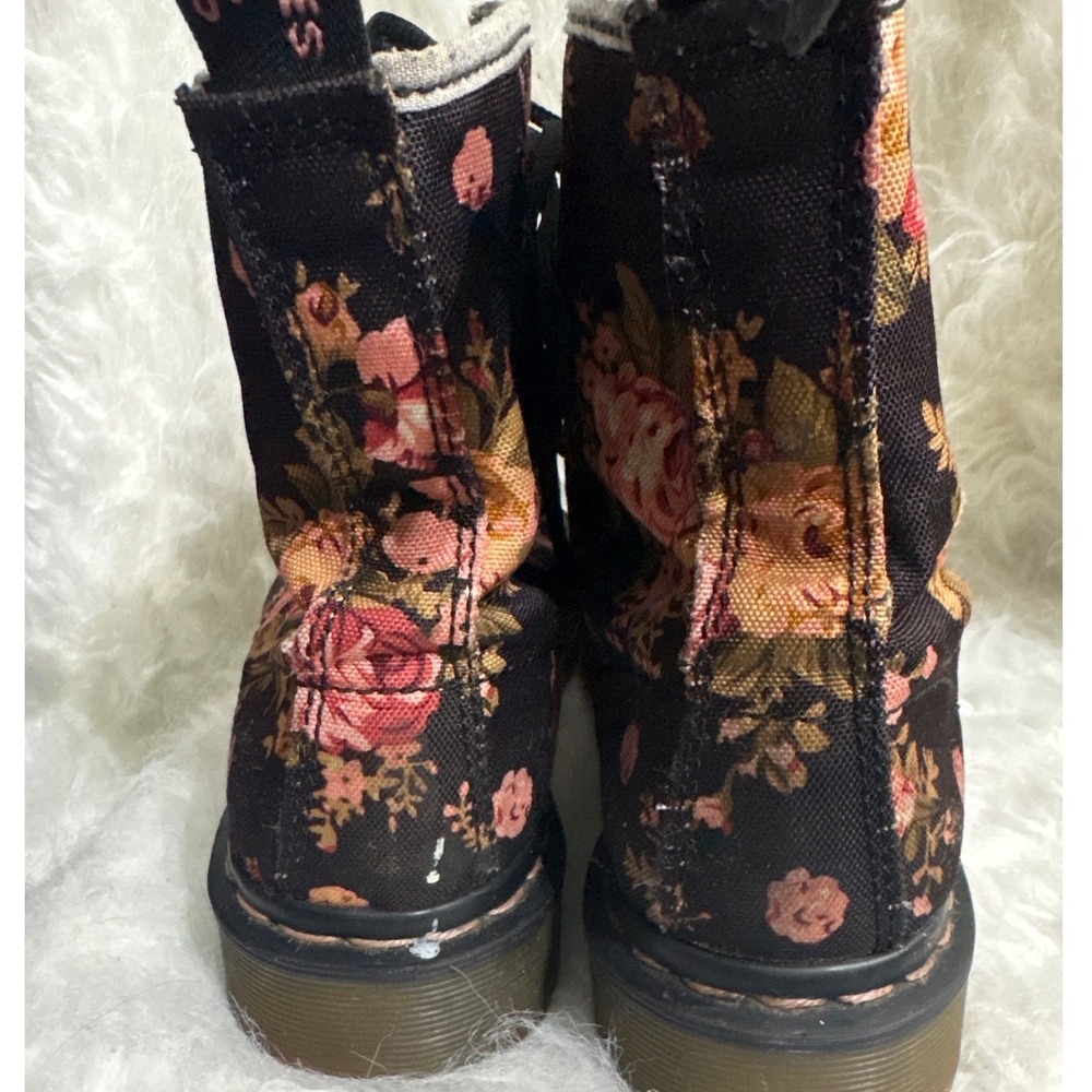 Dr. Martens 1460 Floral Canvas Lace Up Boots Burgundy Pink Women 8 Eye Combat - Picture 6 of 12